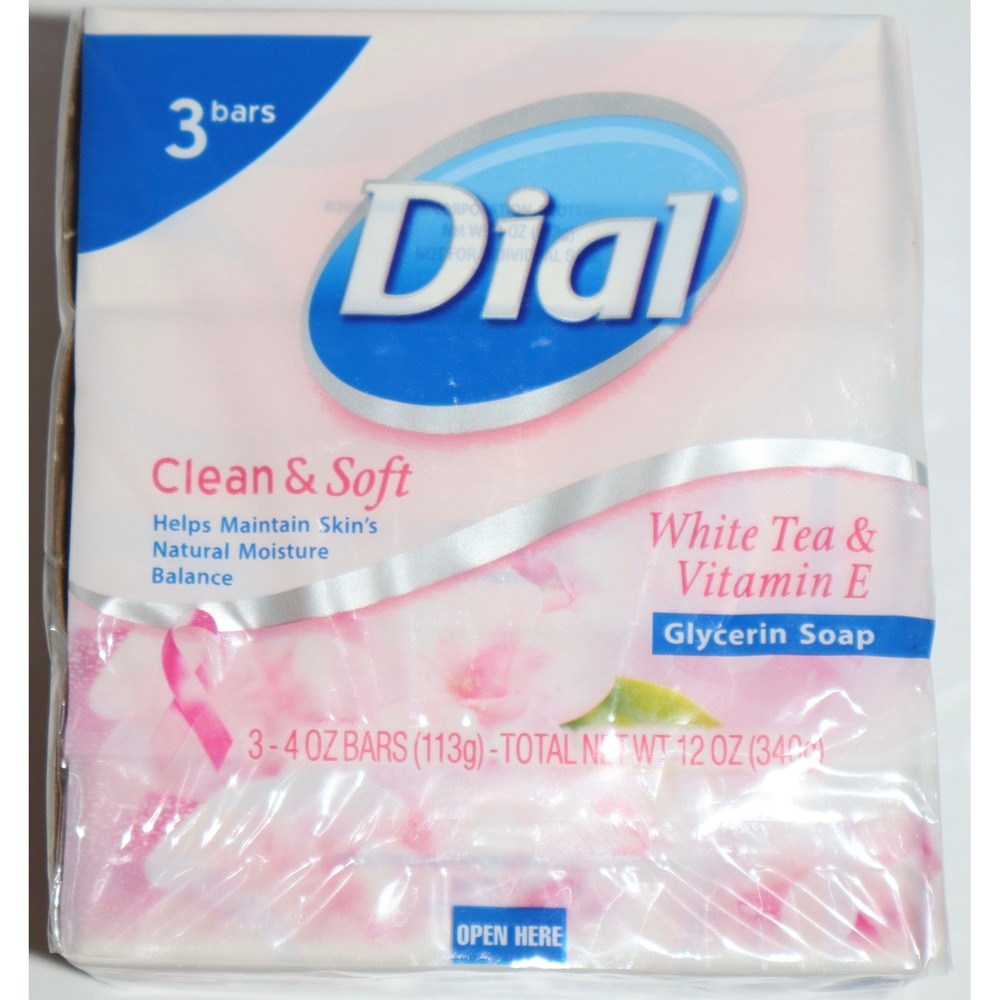 Dial Clean & Soft White Tea & Vitamin E Glycerin Soap 3 Bars 4 oz Each NEW